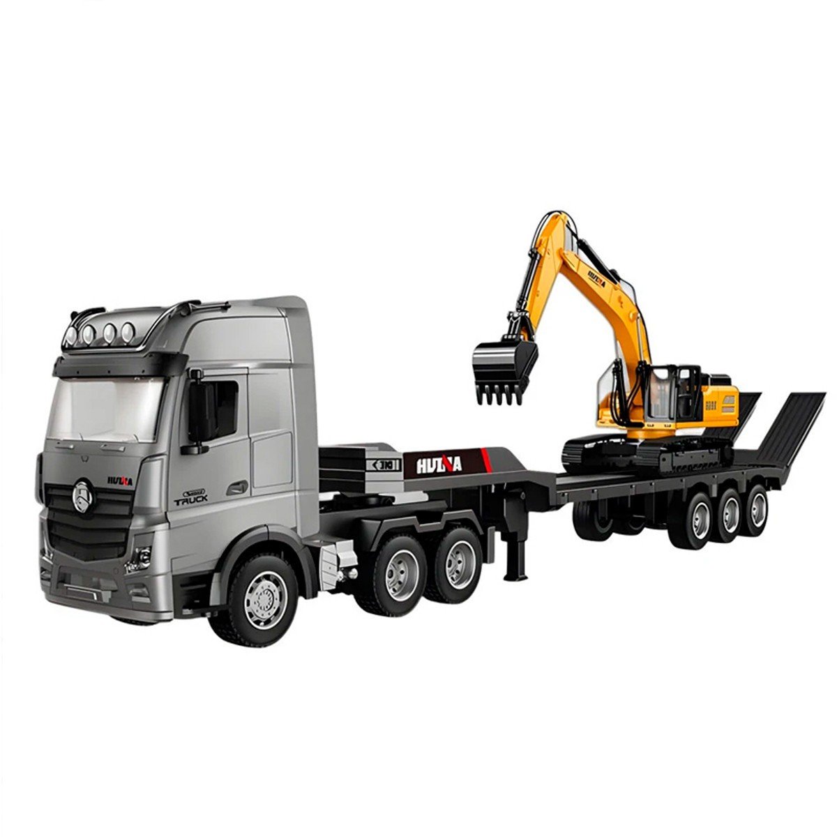 Caminhão Carreteiro + Escavadeira RC – Escala 1/18 (Combo Profissional)