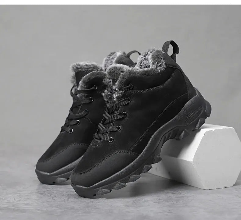 Bota de Couro Inverno Forrada Lã Windbreaker