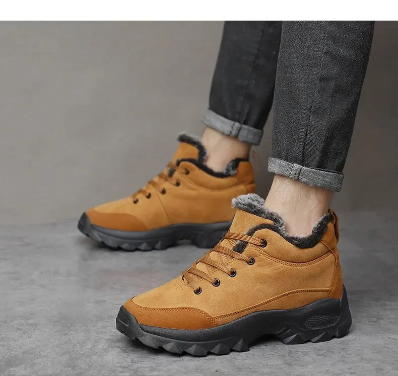 Bota de Couro Inverno Forrada Lã Windbreaker