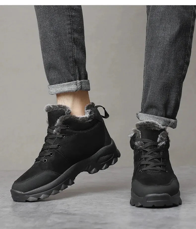 Bota de Couro Inverno Forrada Lã Windbreaker