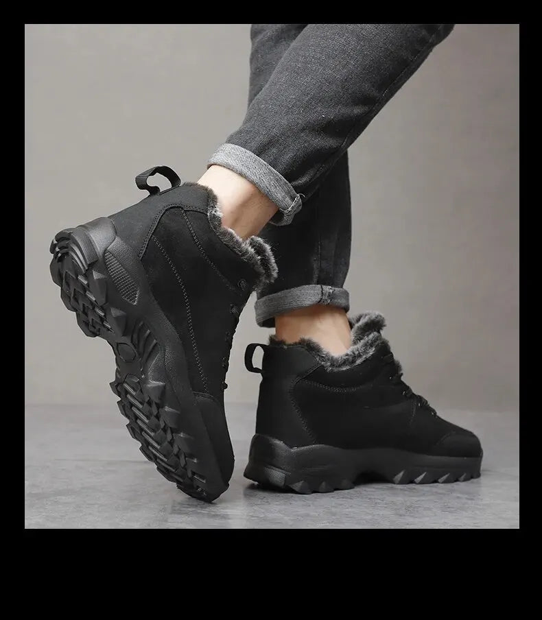 Bota de Couro Inverno Forrada Lã Windbreaker