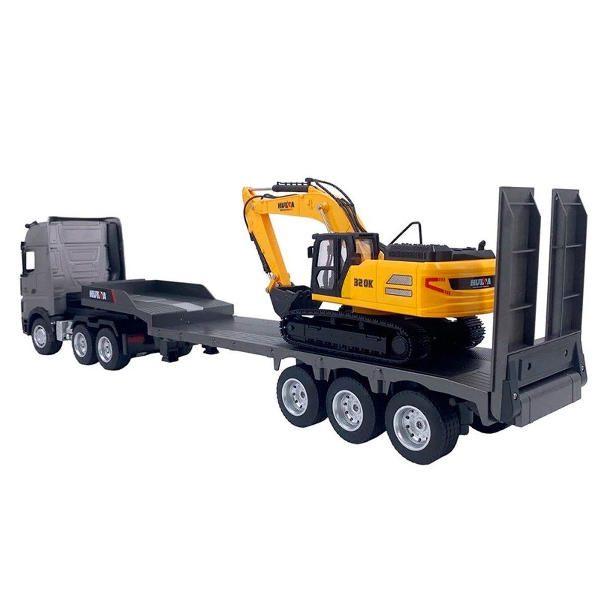 Caminhão Carreteiro + Escavadeira RC – Escala 1/18 (Combo Profissional)