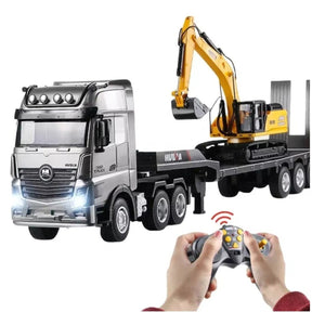 Caminhão Carreteiro + Escavadeira RC – Escala 1/18 (Combo Profissional)