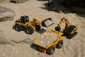 Caminhão Carreteiro + Escavadeira RC – Escala 1/18 (Combo Profissional)