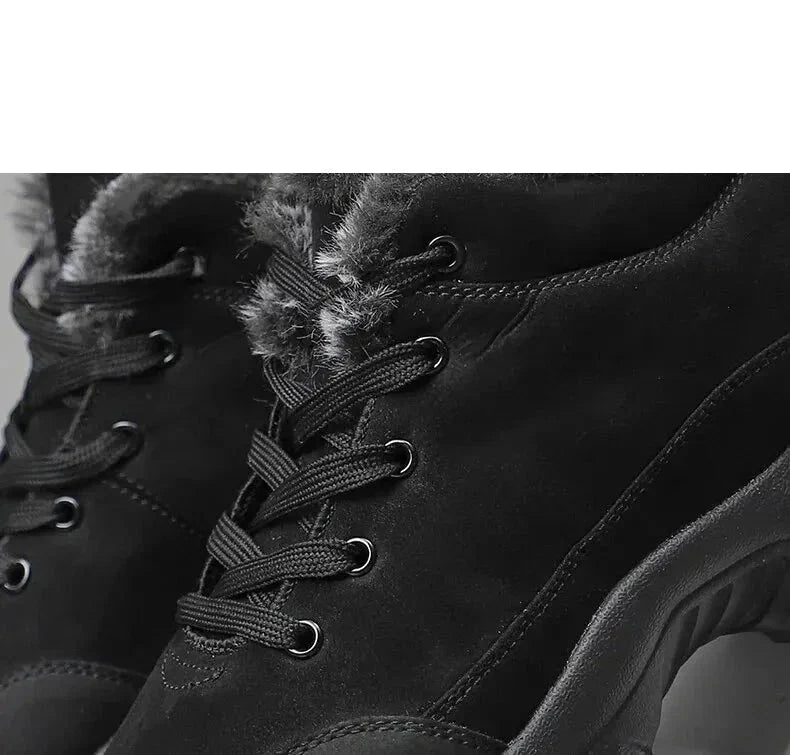 Bota de Couro Inverno Forrada Lã Windbreaker