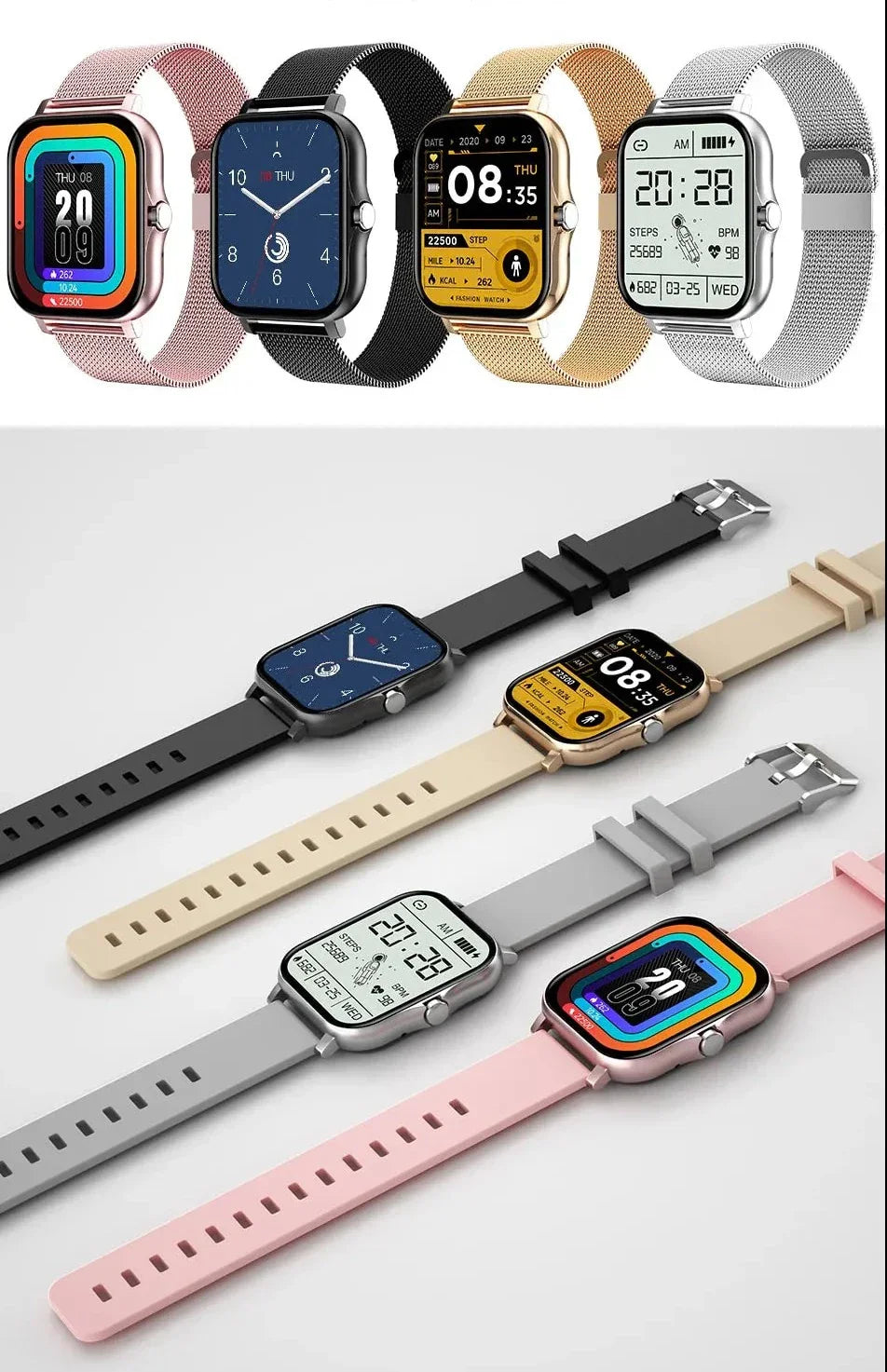 Relógio de Pulso Quadrado Inteligente Smartwatch - LIGE