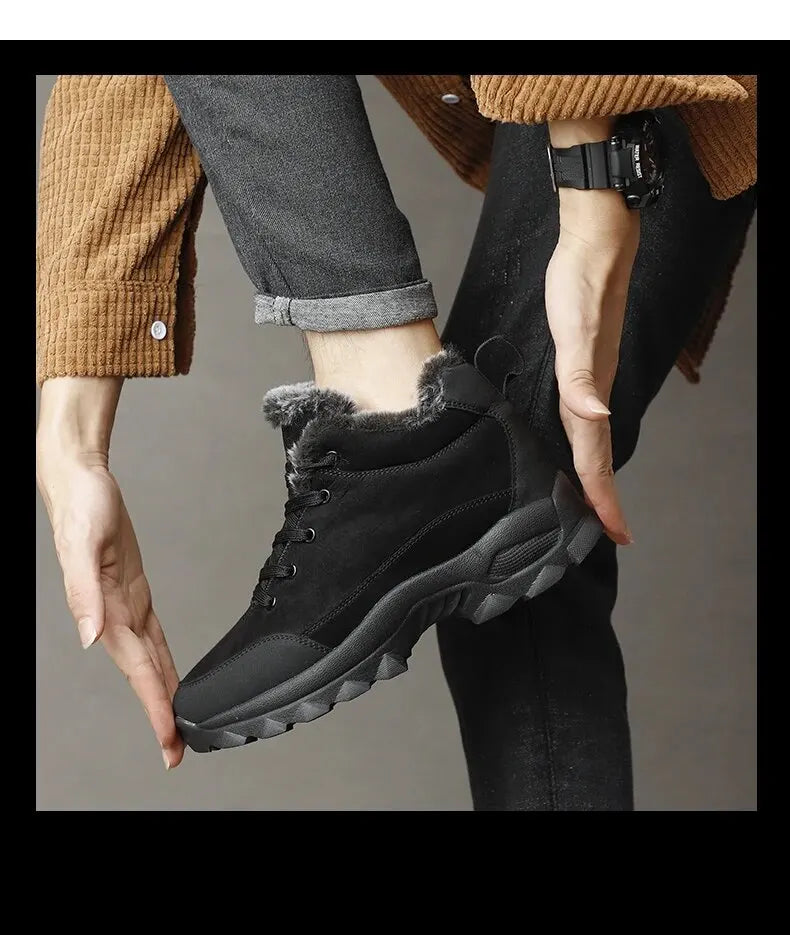 Bota de Couro Inverno Forrada Lã Windbreaker