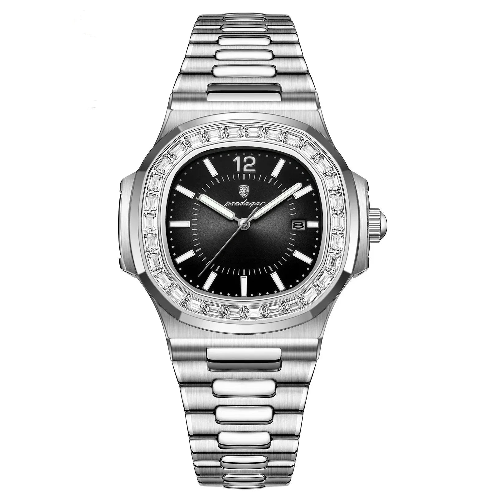 Relógio de Quartzo Quadrado Aço Inoxidável - POEDAGAR